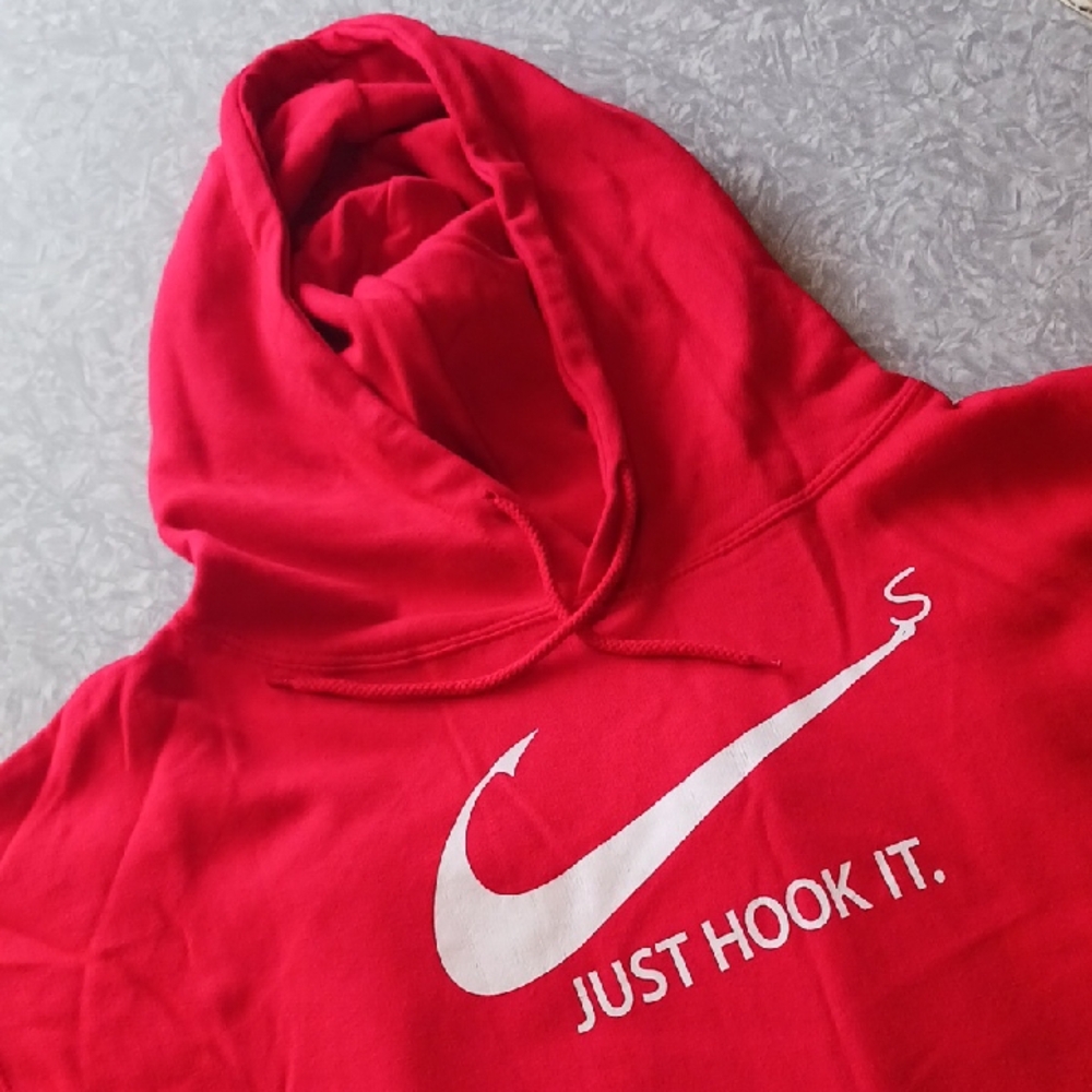 "Just Hook It" red hoodie